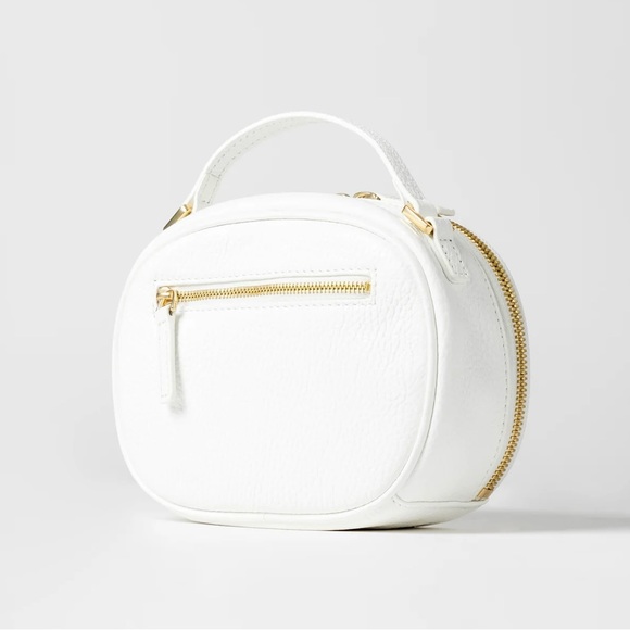 Salad Genuine Leather Roundy Crossbody Bag White Bridal Wedding Causal - Picture 5 of 9